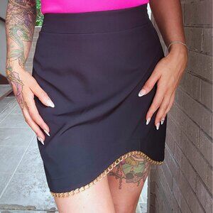 CHAIN  LINK HEM BLACK MINI SKIRT